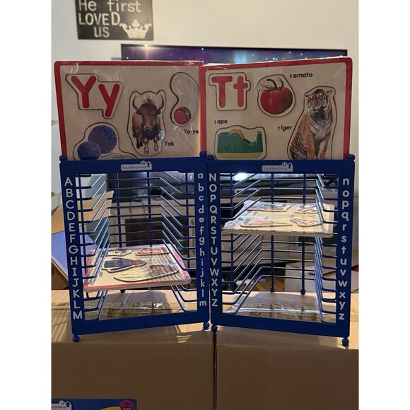 New Alphabet Puzzle Set of 26 with 2 Anti-Slide Puzzle Storage Racks - Picture 3 of 5